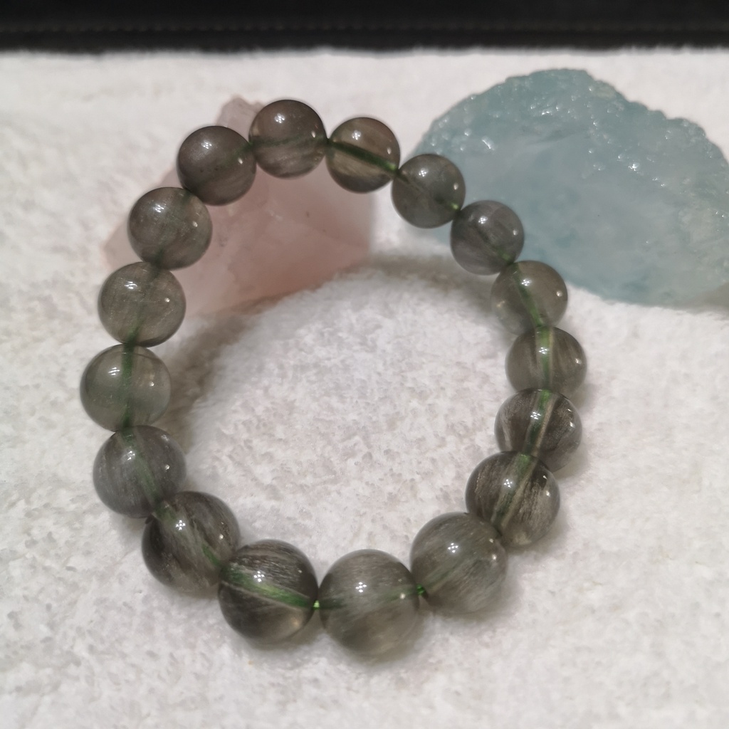 11.5MM 拉丝羽毛绿萤石手串FLUORITE BRACELET | Shopee Malaysia