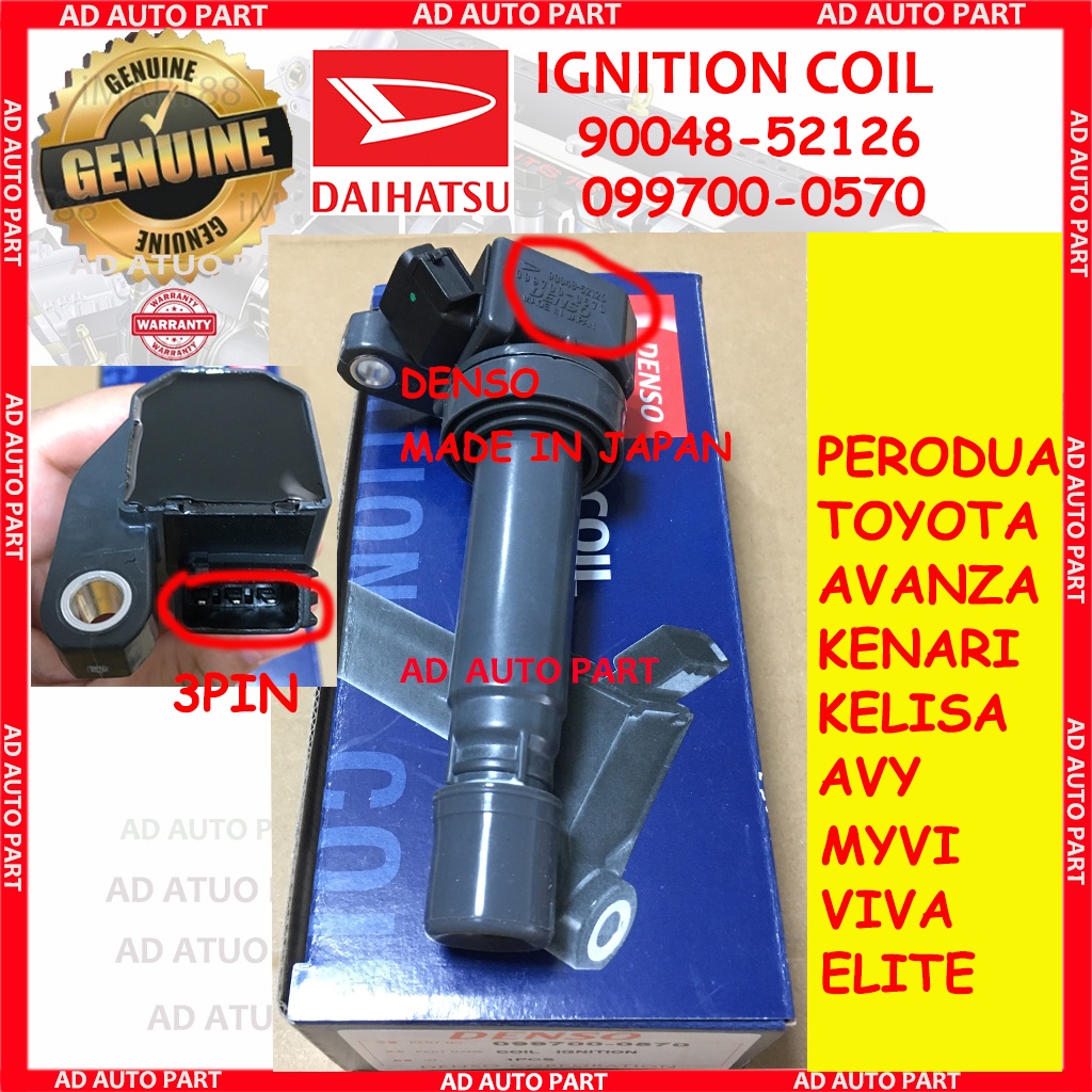 100 ORIGINAL PERODUA KELISA KENARI VIVA MYVI 1.0cc IGNITION COIL PLUG