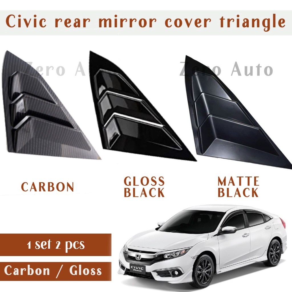 Carbon Fiber Look Rear Window Louver Cover For Honda Civic Hatchback 2016-2020