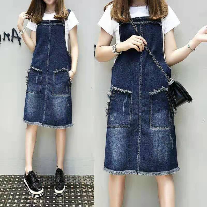 Plus Size Oversized 105KG Women's Denim Dress Jumpsuit Jean Dress ...