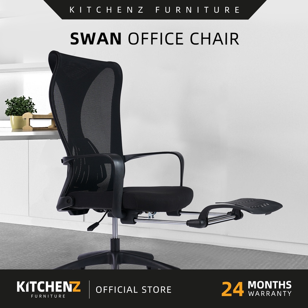 KitchenZ Swan Office Chair Ergonomic Chair Executive Chair Mesh High Back Chair Kerusi Pejabat