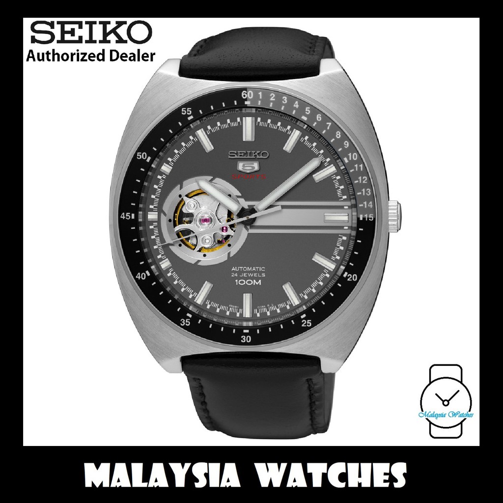 Seiko 5 Sports SSA335K1 Gents Automatic Open Heart Leather Watch