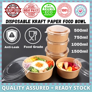 1500ml Paper Bowl Biodegradable Paper Lunch Box Portable Food Container  Disposable Eco Friendly Food Packaging Kraft Salad Bowl with Lid - China  Paper Bowl and Disposable Food Container price