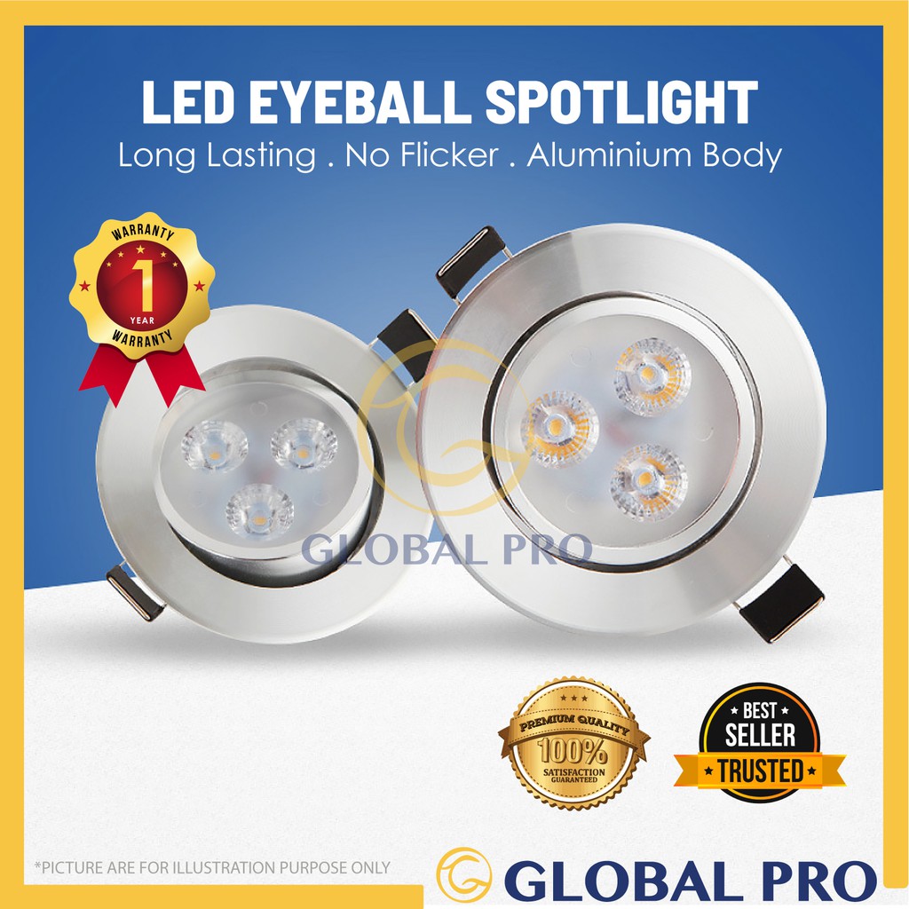 3" LED Recessed Flush Mount Eyeball Aluminium Spotlight Ceiling Light