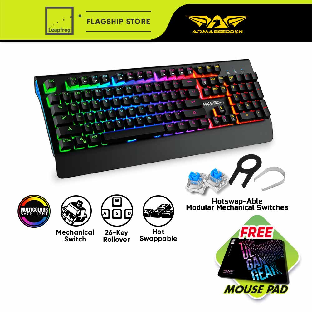 Armaggeddon MKA-9C PRO Blue Switch 104 Keys Mechanical Gaming Keyboard ...