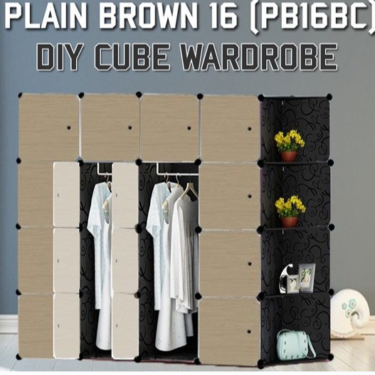 PLAIN BROWN 16C DIY Corner Rack Storage Cabinet Wardrobe With Almari ...