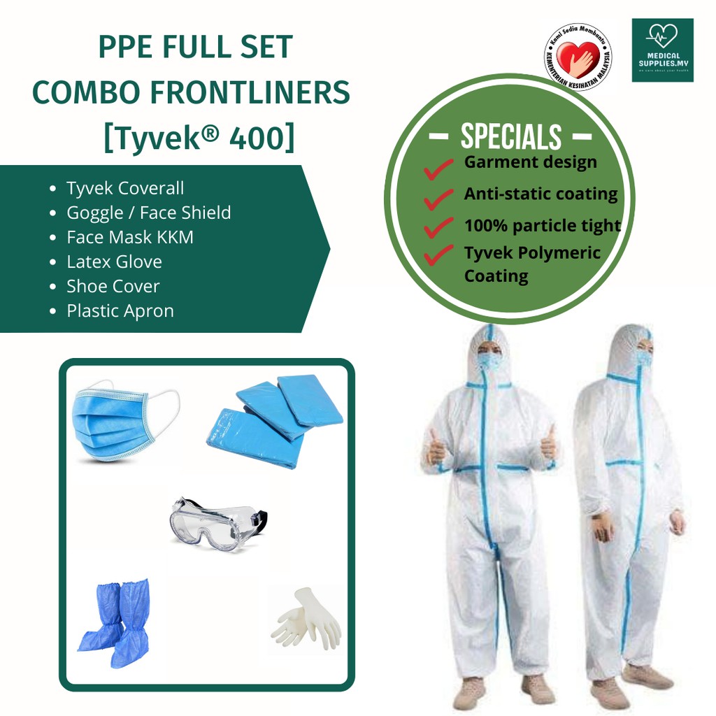 PPE SET COMBO FRONTLINER [TYVEK PROTECTIVE COVERALL] | Shopee Malaysia