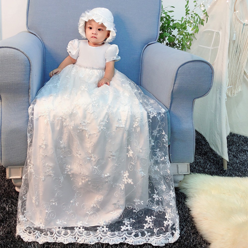 New baby Princess Gown Baby Girl Christening Dresses Long Dress for Baby Shower Baptism Dress for Baby Girl 1 2 birthday Shopee Malaysia