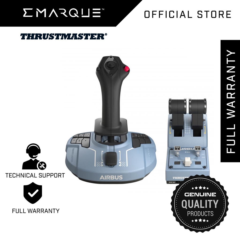 Thrustmaster TCA Officer Pack Airbus Edition: Ergonomic replicas of The  World-Famous Airbus sidestick and Throttle Quadrant - Compatible with PC