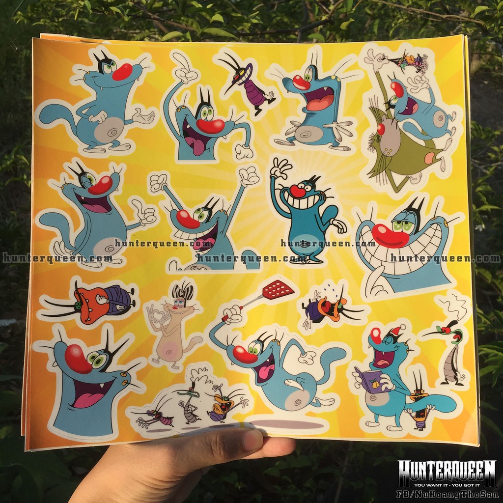 Complete set of Oggy logo. Waterproof stickers, sharp stickers ...