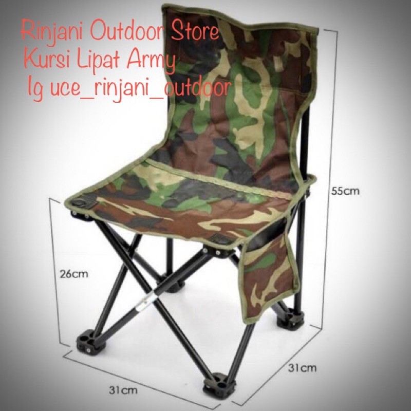 Army Folding chair with backrest and side pockets portable chair ...