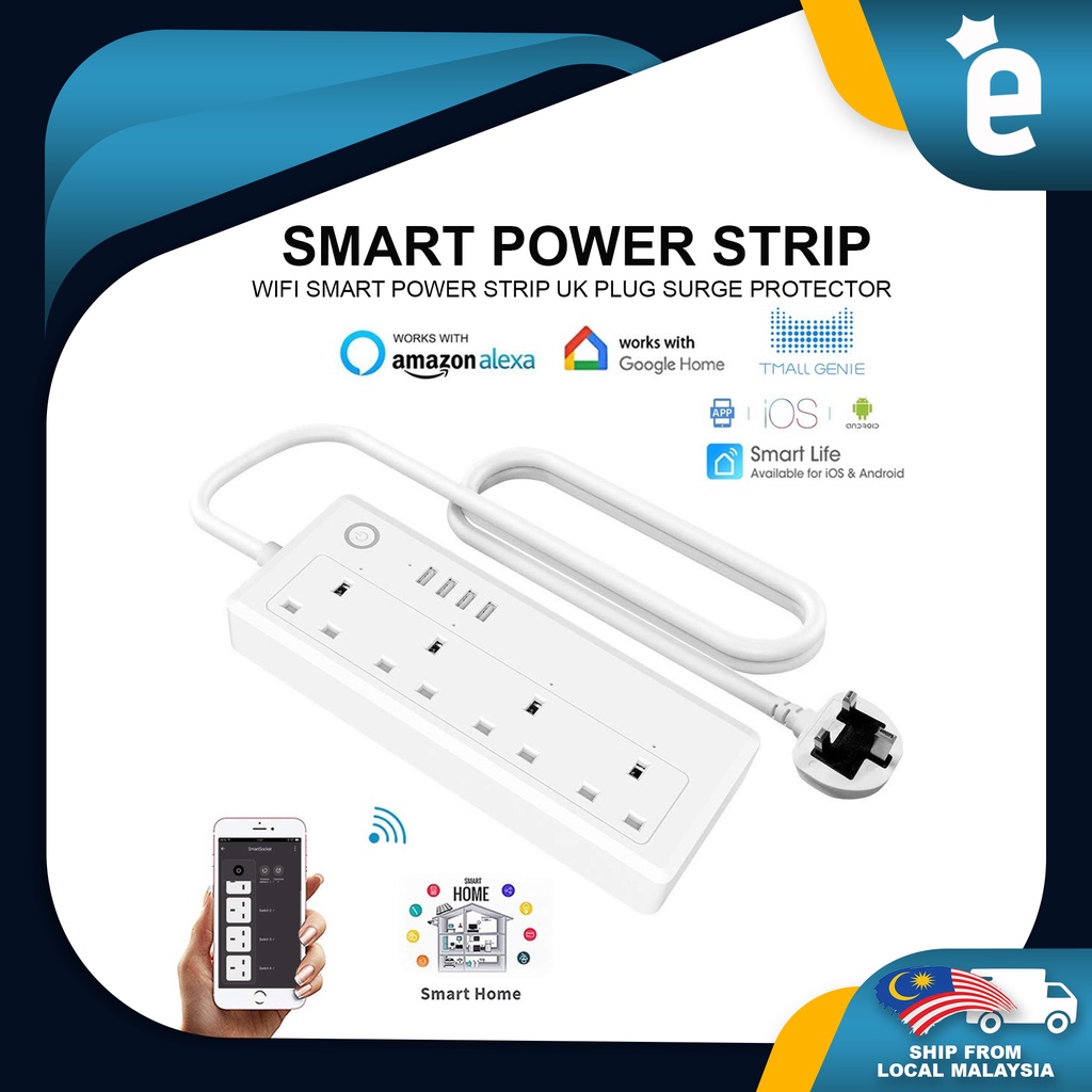 WiFi Smart Power Strip UK Plug Surge Protector work with Alexa Google