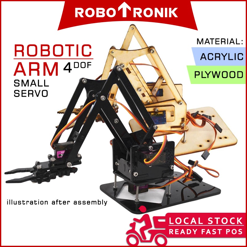 4 DOF Robotic Arm (Acrylic / Plywood) Un-assemble, Arm-only | Shopee ...