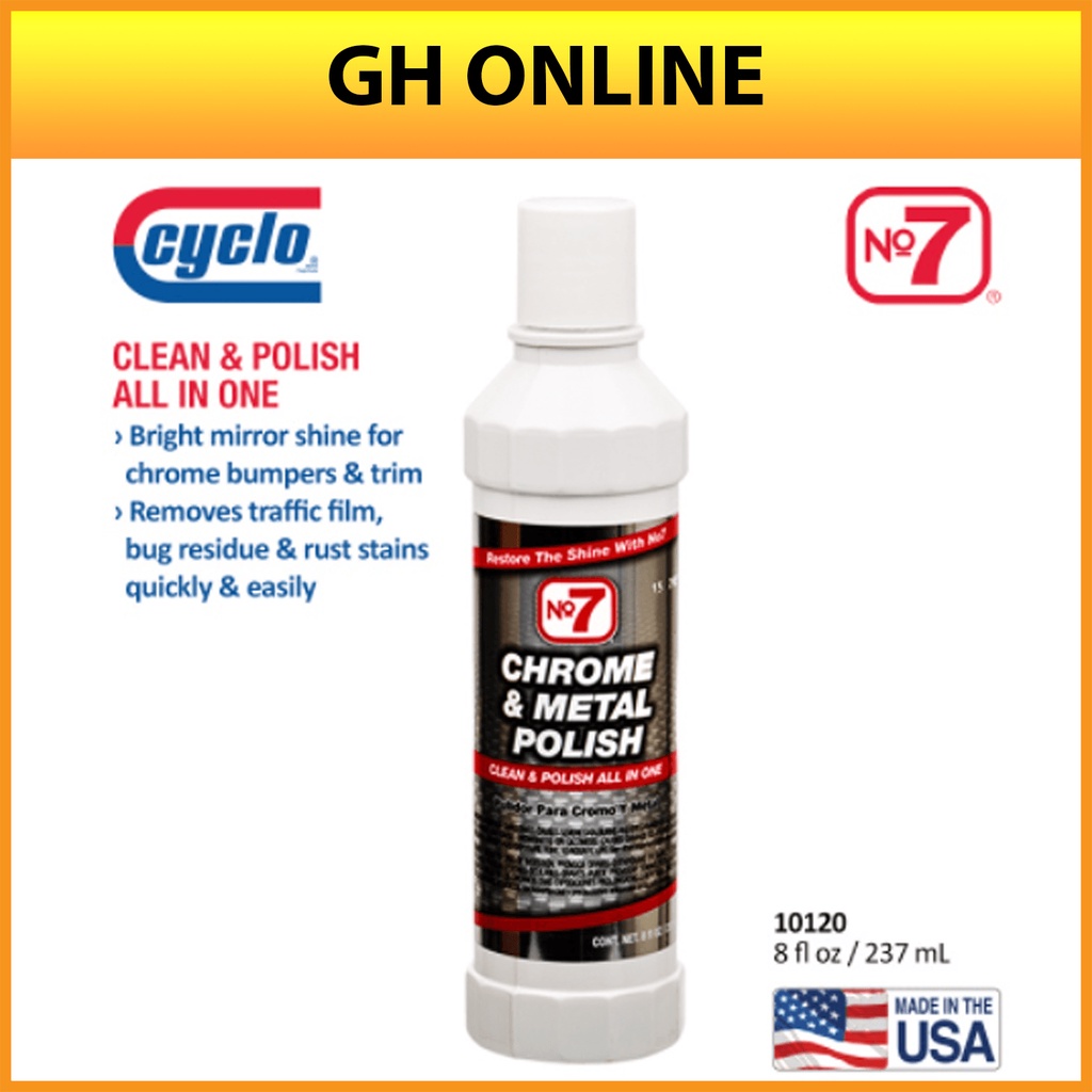 CYCLO NO7 CHROME & METAL POLISH CLEAN AND POLISH ALL IN ONE 237ML