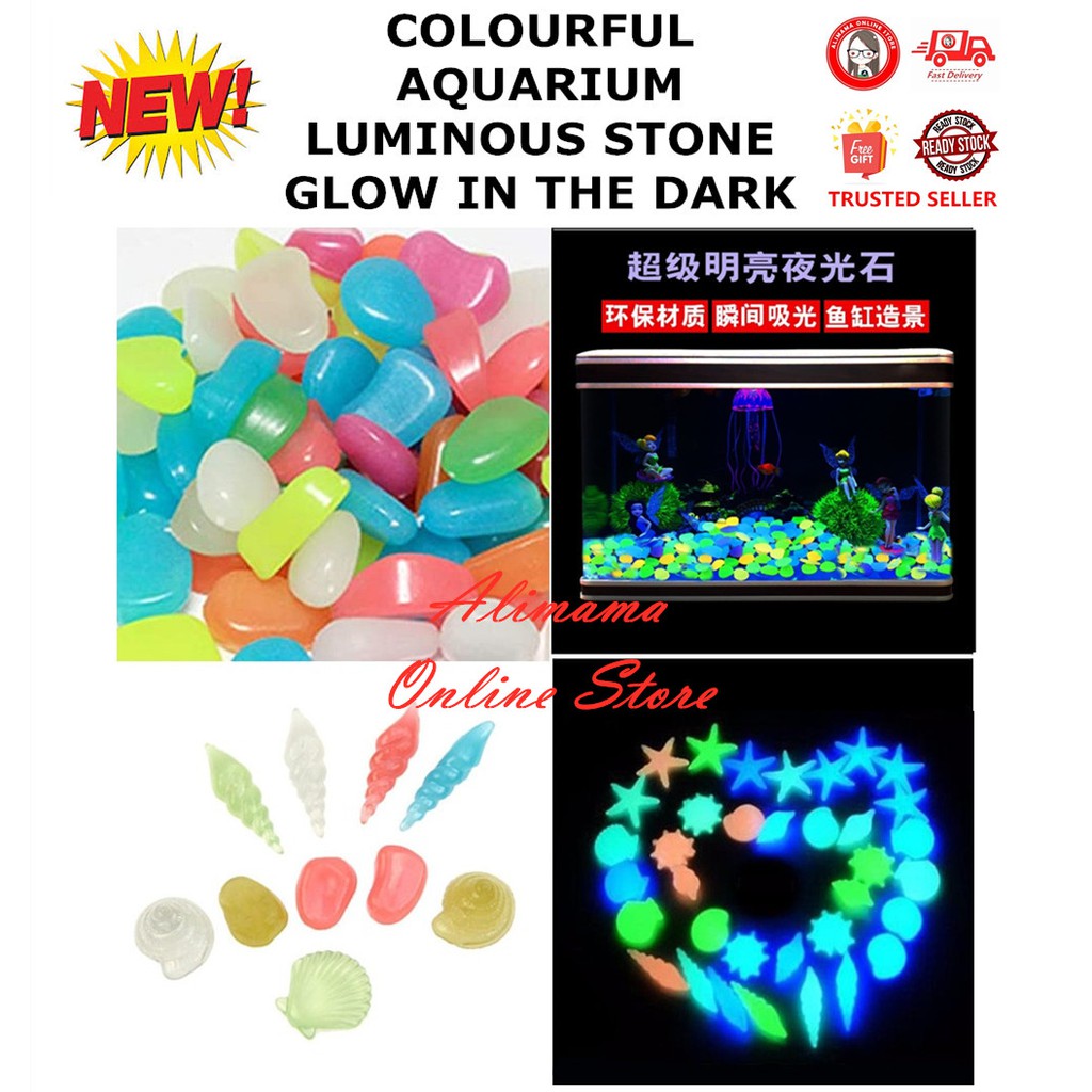 COLOURFUL AQUARIUM LUMINOUS STONE GLOW IN THE DARK ROCK FLUORESCENT ...