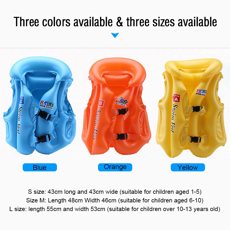 1-14Age childs inflatable life vest Baby swimming jacket PVC floats kid ...