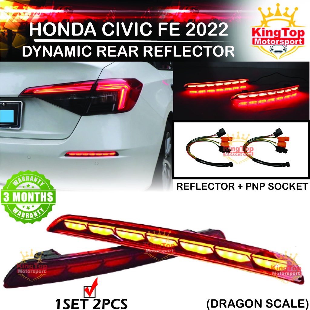 Honda Civic FE 2022 - 2023 Rear Bumper Reflector Tail Light lamp LED ...