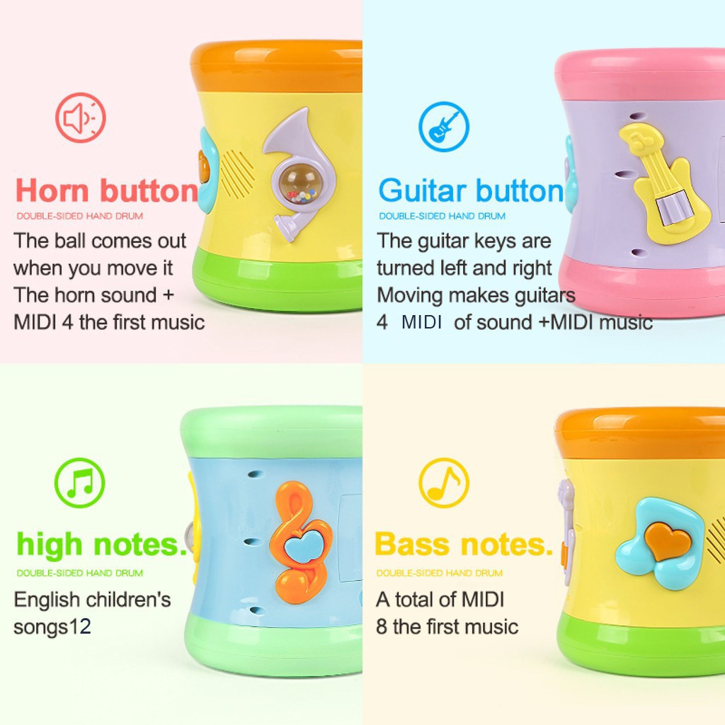 Goodway Two Sided Dynamic Drum kid toys Musical Yellow English Version ...