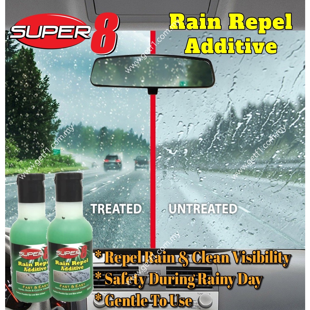 Super 8 Rain Repel Additive 50ml car care windscreen washer windshield  cleaner water Guard cermin depan rainwater away