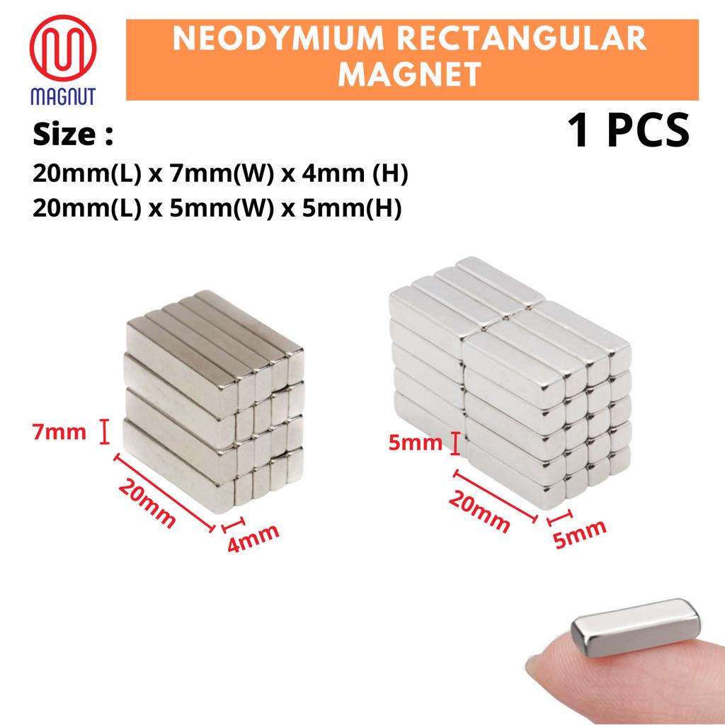 1pcs - 20mm X 7mm X 4mm   20mm X 5mm X 5mm Rare Earth Neodymium 