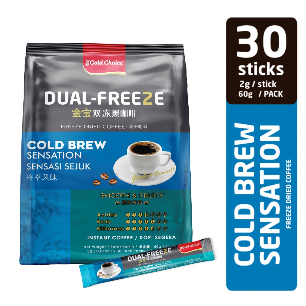 Gold Choice Dual Freeze Freeze Dried Coffee - Cold Brew Sensation (30 ...