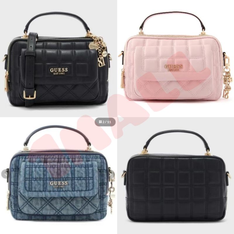 👜ORIGINAL Guess KAMINA Box Satchel Crossbody (READY STOCK) Shopee