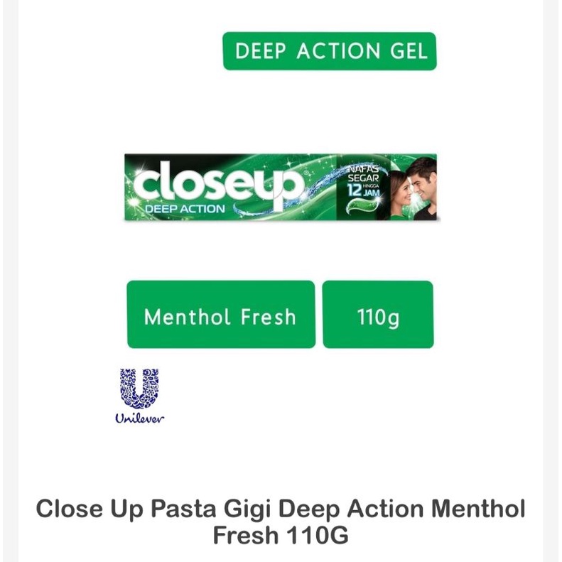 Close Up Toothpaste Deep Action Menthol Fresh 110G | Shopee Malaysia