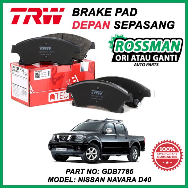 NISSAN NAVARA D40 TRW FRONT BRAKE PAD [GDB7785] Shopee Malaysia