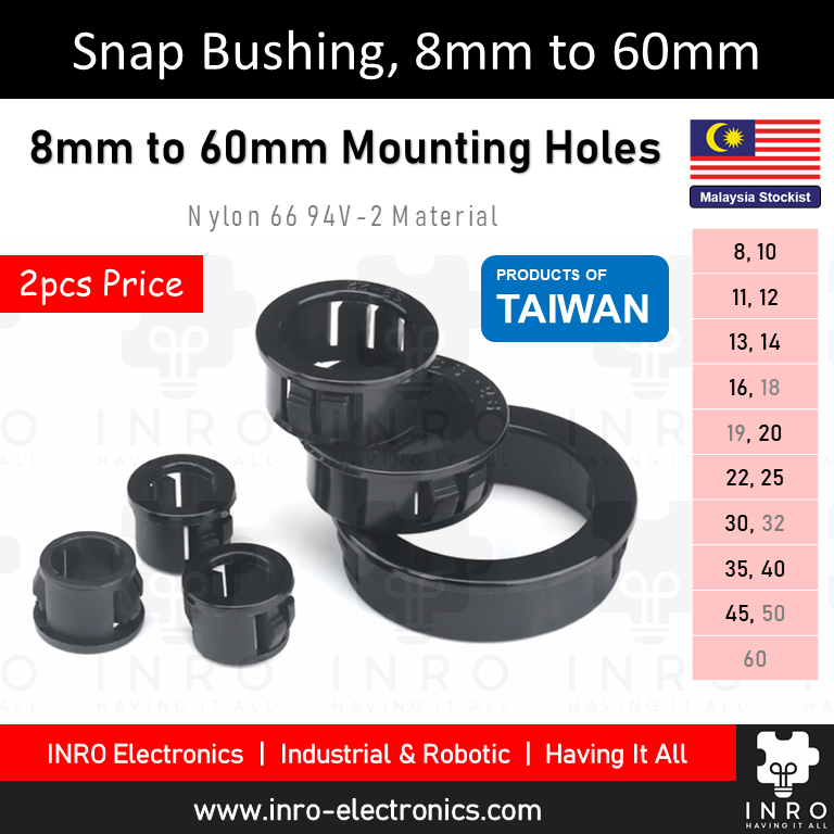 Snap Bushing, Nylon 66 94V-2, Taiwan, 8-60mm (2pcs price) | Shopee Malaysia