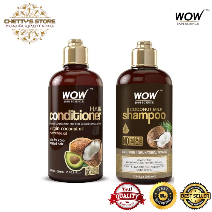 WOW Skin Science Coconut Milk Shampoo And Conditioner 300ml Shopee