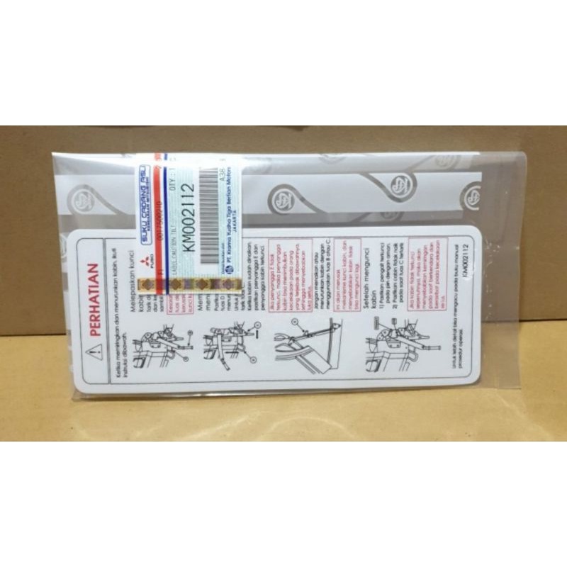 STICKER / STICKER INSTRUCTION OF CANTER CABIN KIT ORIGINAL KM002112 ...