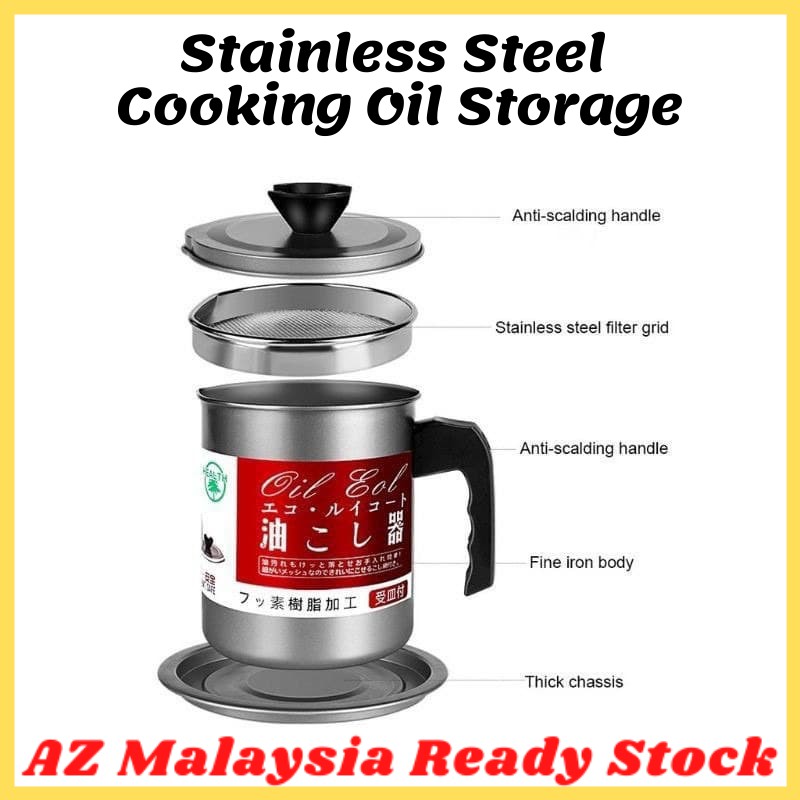 🔥Ready Stock🔥1.4L Stainless Steel Cooking Oil Storage Can Oil Dispenser