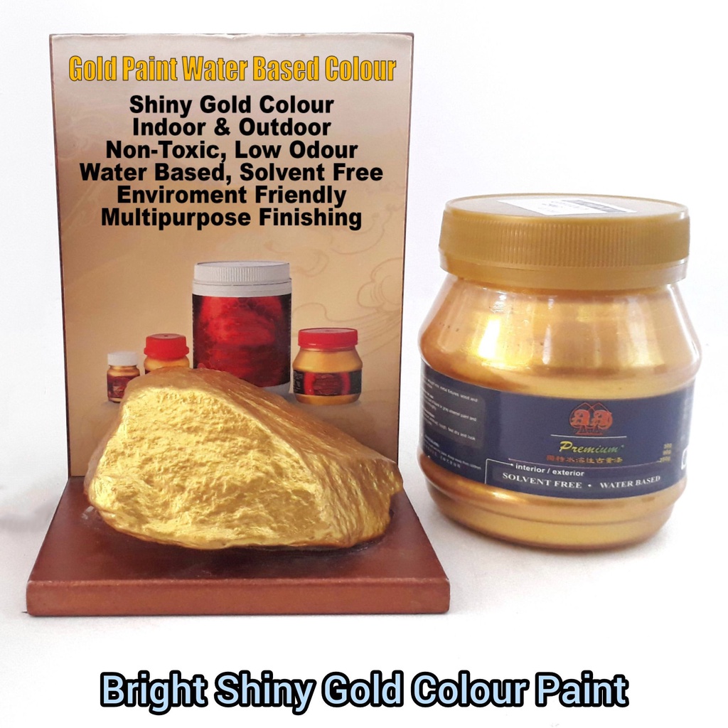 BRIGHT SHINY GOLD PAINT COLOUR WATER BASED PAINT FOR ROCK, WOOD, METAL ...