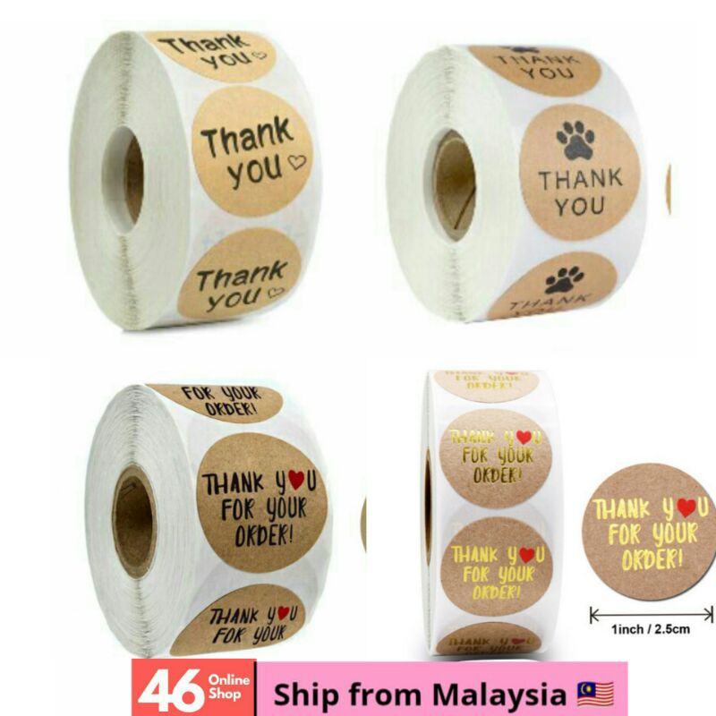 500Pcs/roll Round Stickers Adhesive Thank You Sticker Seal Labels Gift ...