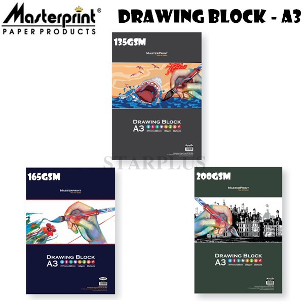 (Starplus)Masterprint A3 Drawing Block/Drawing Pad - 135/165/200GSM ...
