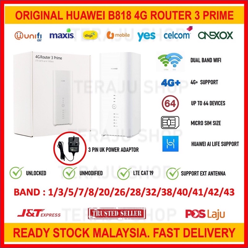 Huawei B818 B818-263 Unlocked Full Band LTE Cat19 CPE 4G+ SIM