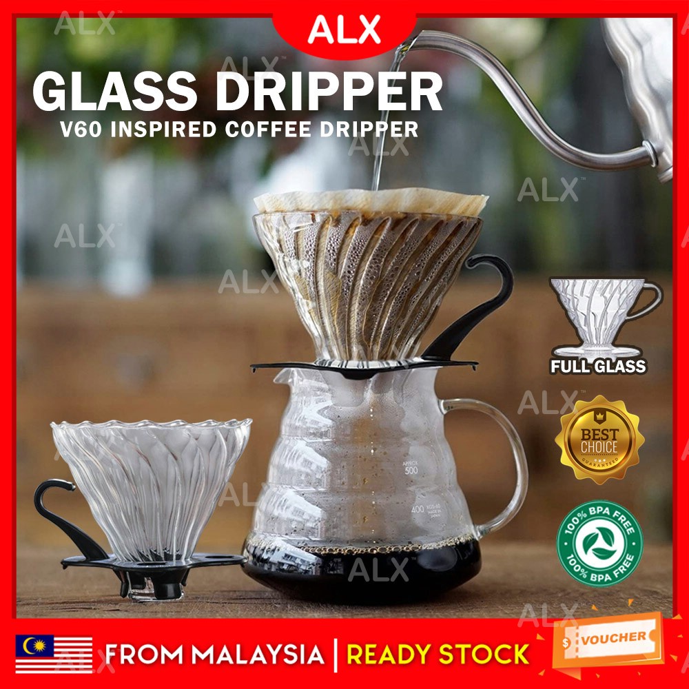 ALX Coffee Glass Dripper Filter Glass Coffee Drip Filter Espresso