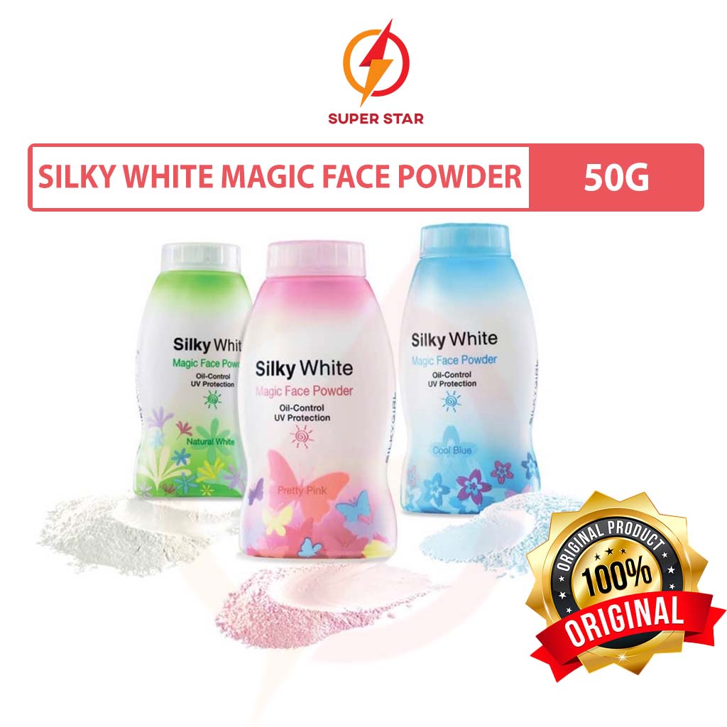 Silky White Magic Face Powder 50g (Pretty Pink/Cool Blue/Natural White ...