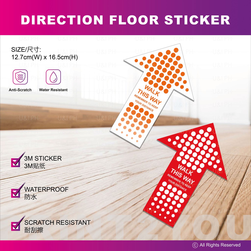 Arrow Shape Direction Guide Floor Sticker SOP Stiker | Shopee Malaysia