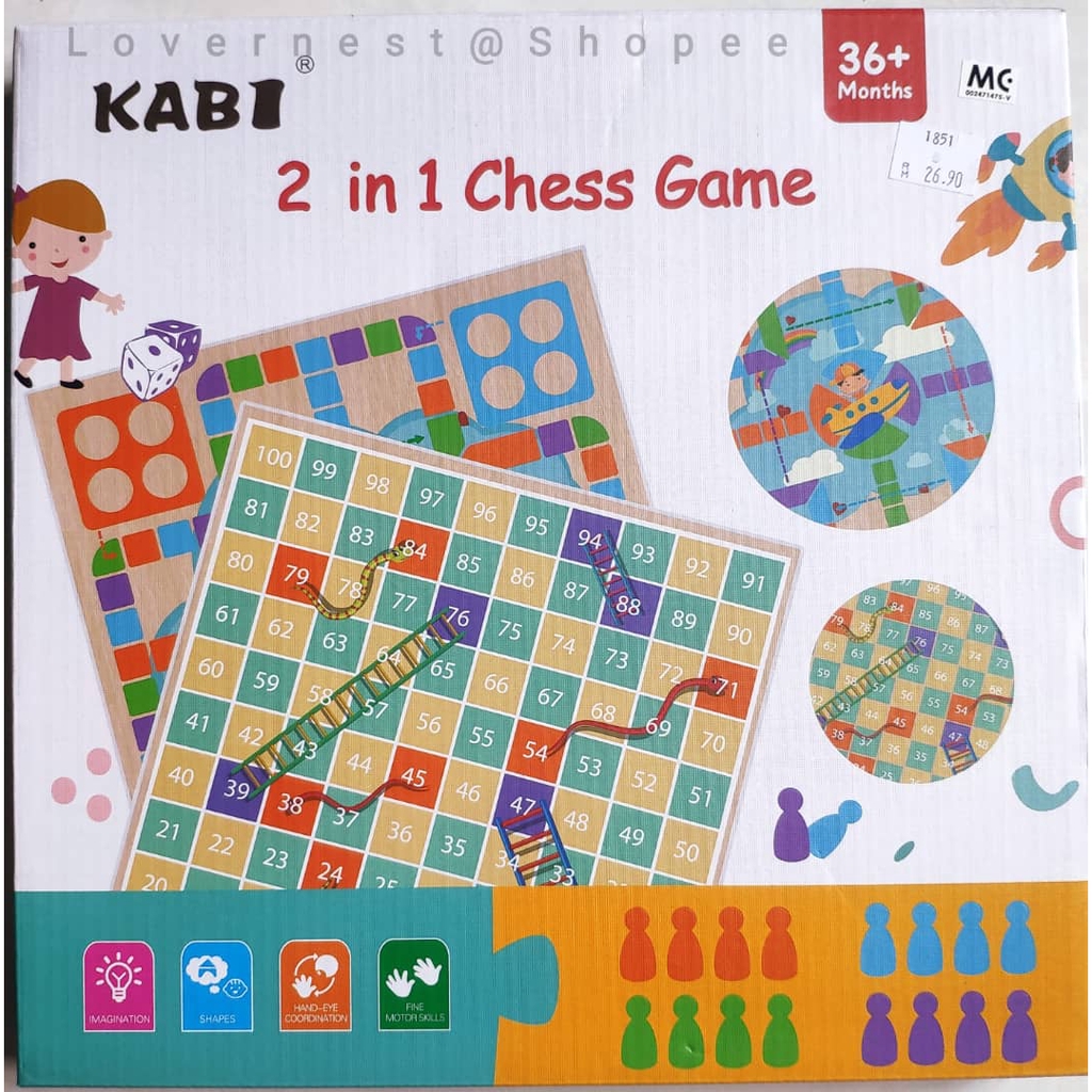 Kabi 2 In 1 Chess Game 儿童蛇棋飞机棋 Children Toy Board Game Aeroplane Chess ...