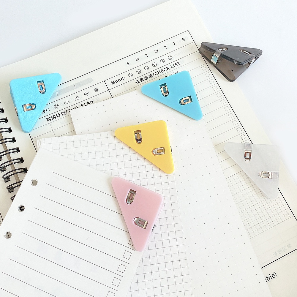 Cute Triangle Clips Colorful Corner Clamp Page Holder Paper Clip Clamp ...