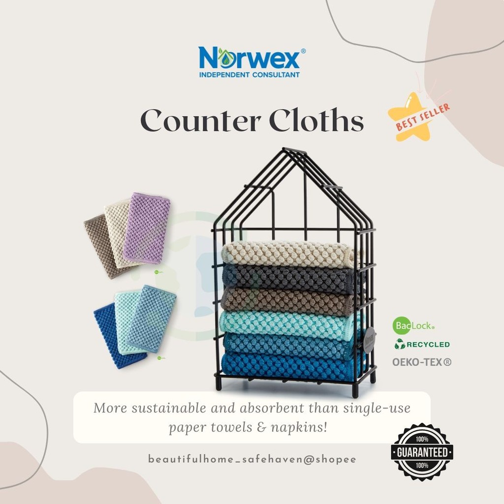 Norwex Counter Cloth Microfibre Multipurpose, 多用途桌上厨房冲凉房客厅微纤维抹布防菌