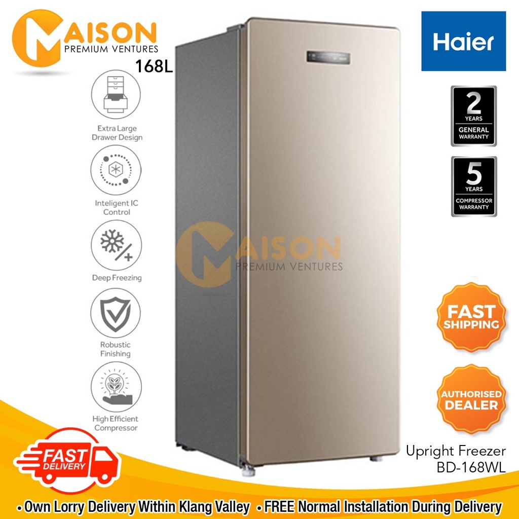 Haier Upright Freezer 160L BD168WL (FAST DELIVERY) Shopee Malaysia
