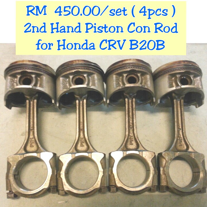PISTON CON ROD FOR HONDA CRV B20B ( 4pcs / SET ) USED Size 84mm/ Piston