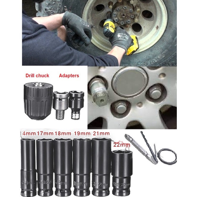 SOCKET SET FOR IMPACT WRENCH OPEN CAR TYRE/ SOKET SET BUKA TAYAR KERETA ...