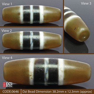 Striped Dzi Bead 三线天珠(UD1102A) 【Dzi House 天珠奇家】 Antique