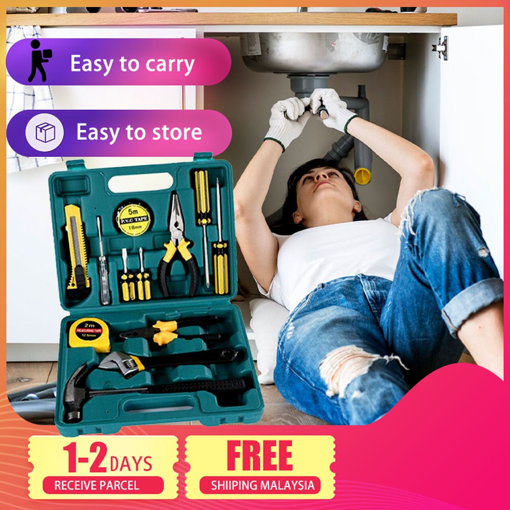 🔥 Ready Stock 🔥 DELLY D1022 12PCS household tool set hardware toolbox