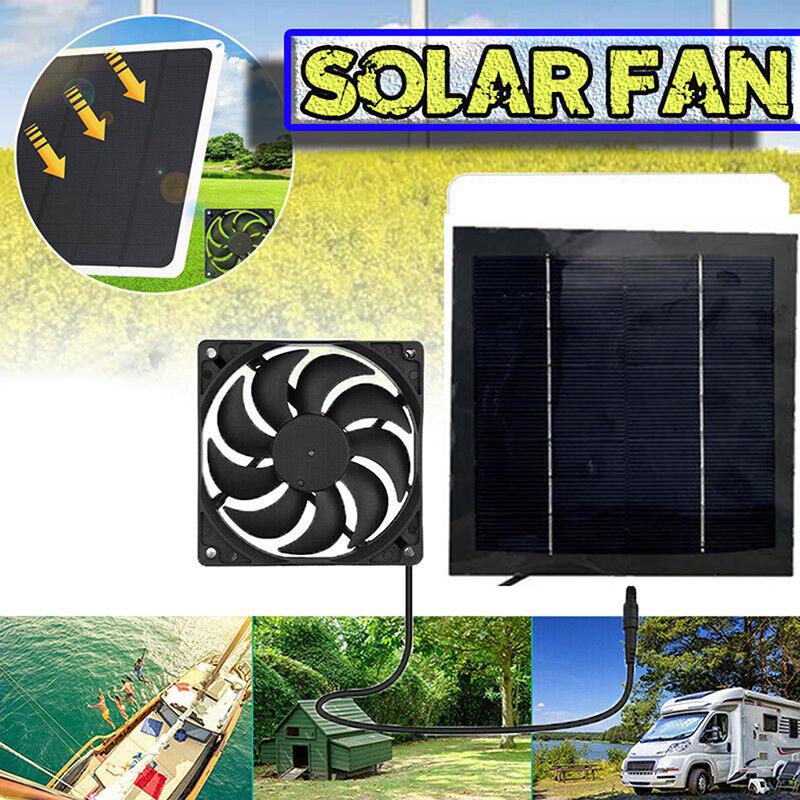 20W Solar Panel Powered Fan Ventilator for Greenhouse Pet Dog Cat