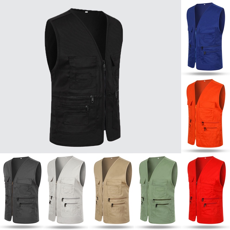 Homme Gilet de Sport Sans Manches Multipoches pour Camping Chasse Pêche Photographie de voyage