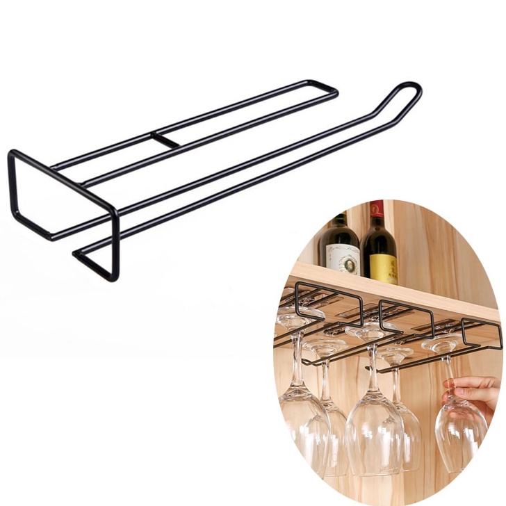 Iron Wine Rack Glass Holder Hanging Bar Hanger Shelf Stainless Steel
